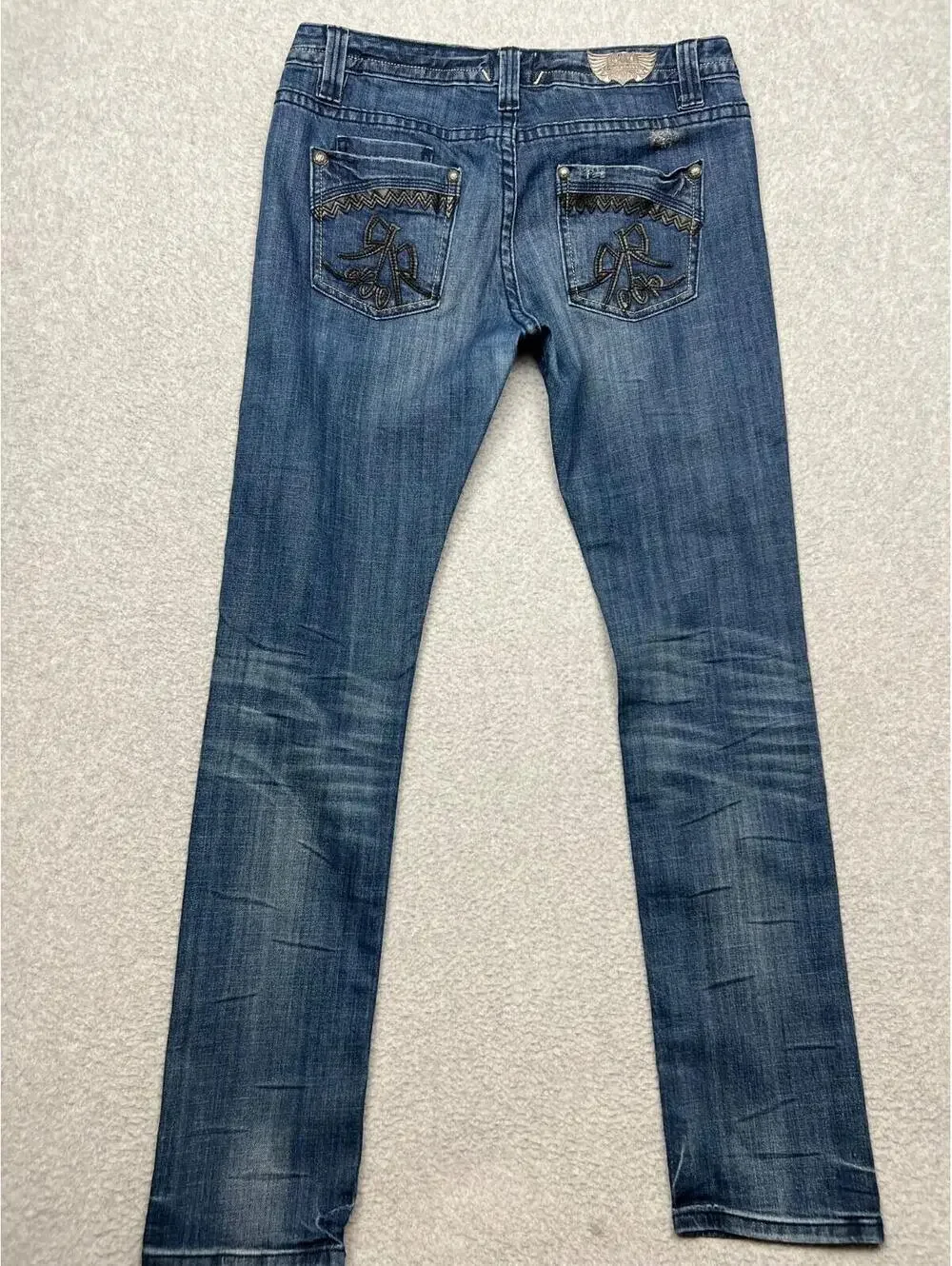 90s Y2k Express Rerock Distress Denim Jeans Womens 8 Embroidered Glam Rock